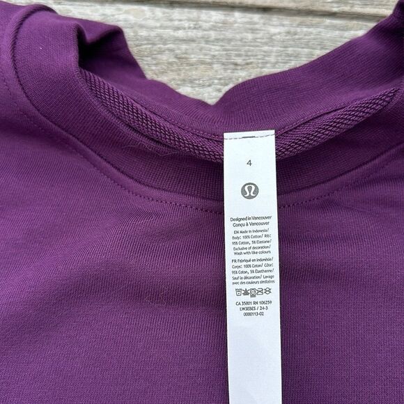 Lululemon Perfectly Oversized Cropped French Terry sweatshirt purple size 4 NWT - Picture 5 of 9